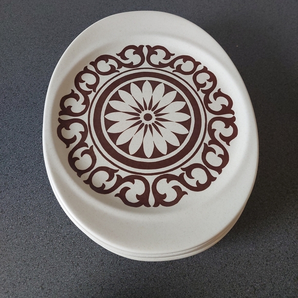 J&G Meakin Maidstone Hanley Vintage Cream Brown Oval Steak Plates Set Of 7 - Picture 3 of 7